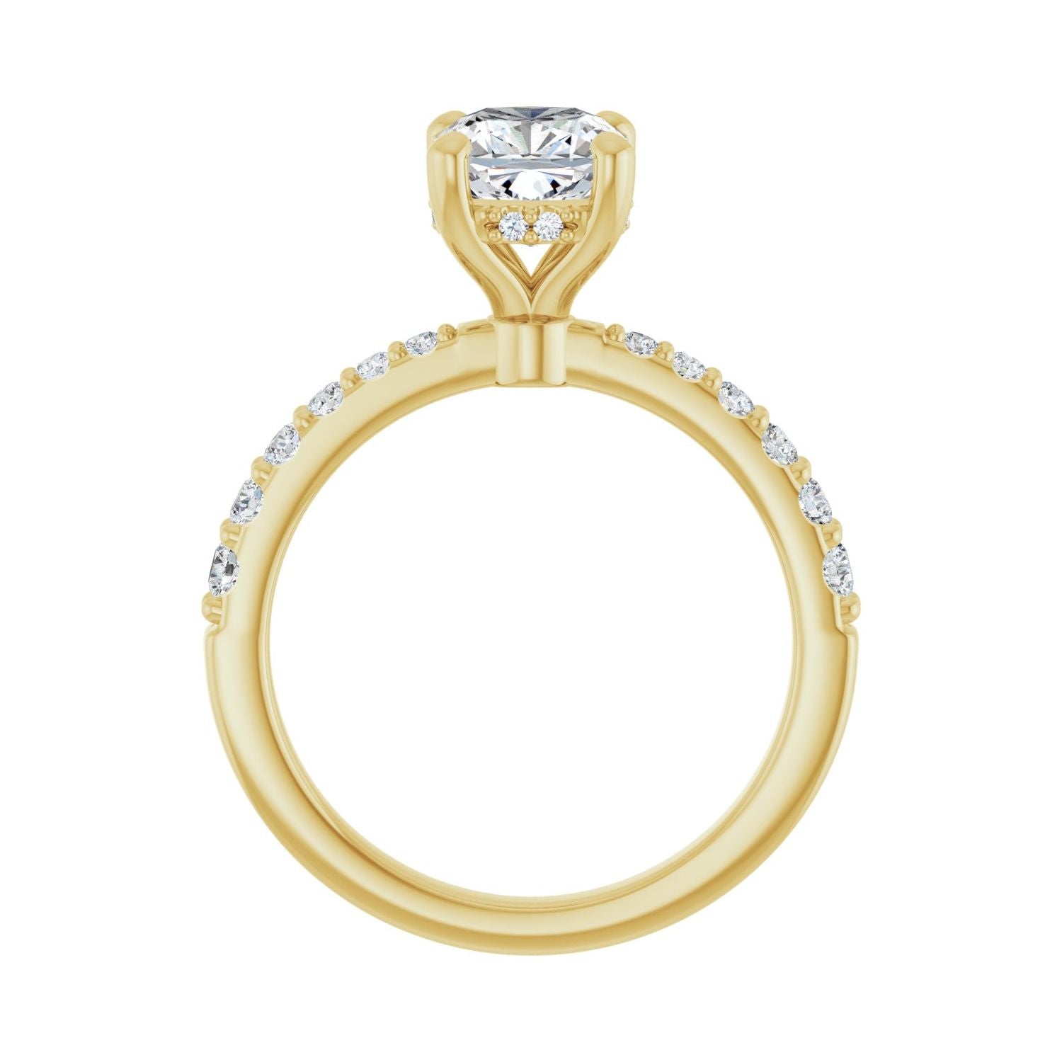 Cushion Hidden Halo-Style Engagement Ring | Metal Type=14K Yellow Gold | Center Stone Size=1.5 CT | Image 2