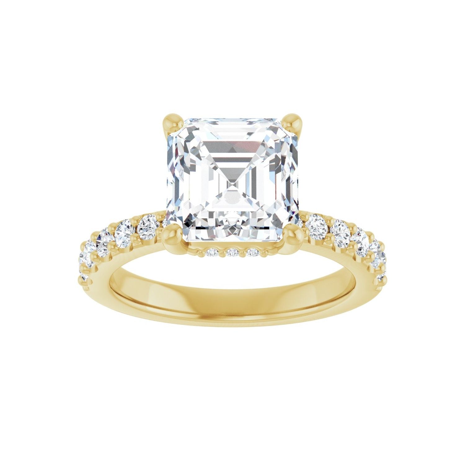 Asscher Hidden Halo-Style Engagement Ring | Metal Type=14K Yellow Gold | Center Stone Size=3 CT | Image 3