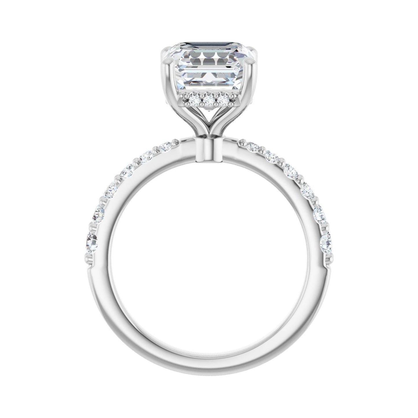 Asscher Hidden Halo-Style Engagement Ring | Metal Type=14K White Gold | Center Stone Size=3 CT | Image 2
