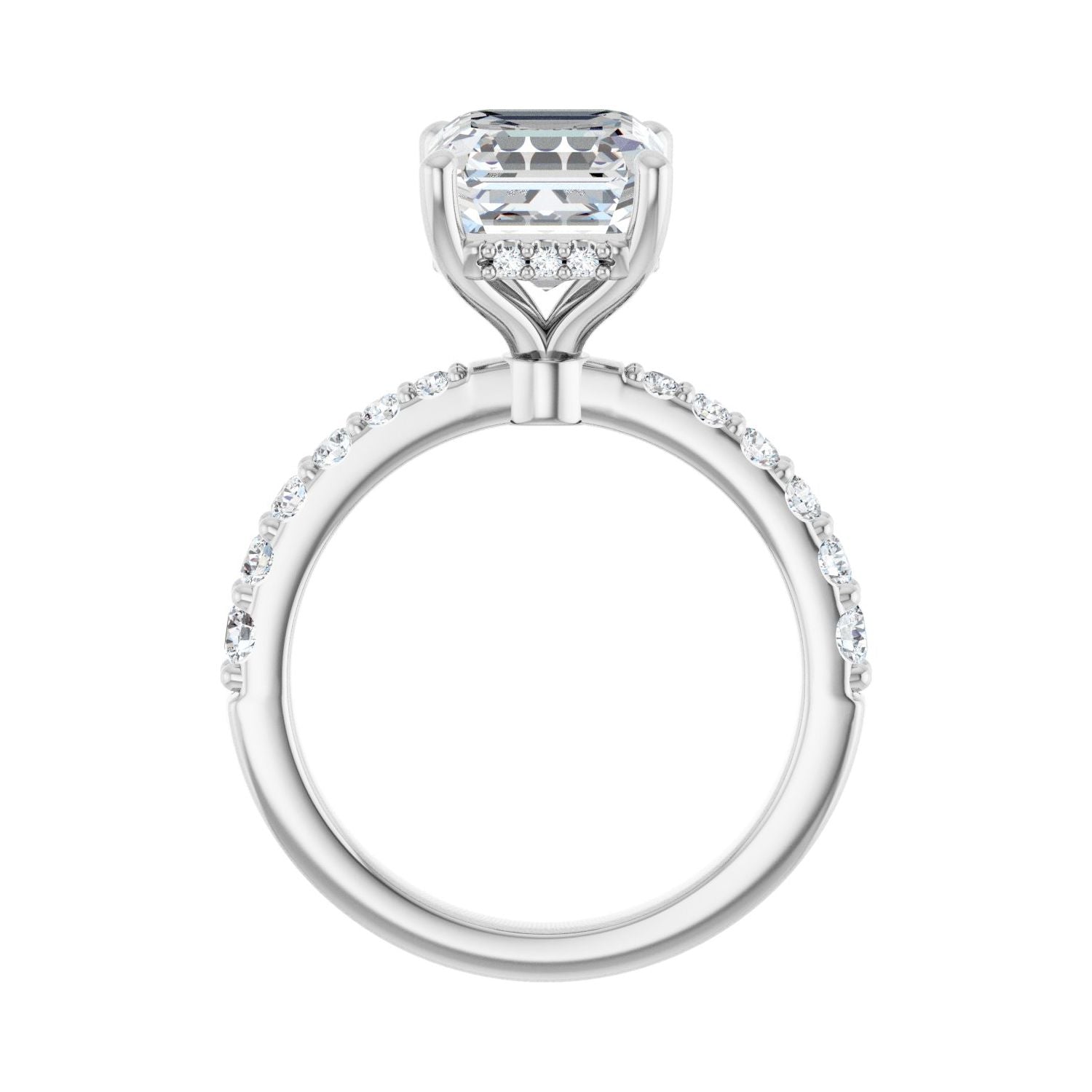 Asscher Hidden Halo-Style Engagement Ring | Metal Type=14K White Gold | Center Stone Size=3 CT | Image 2