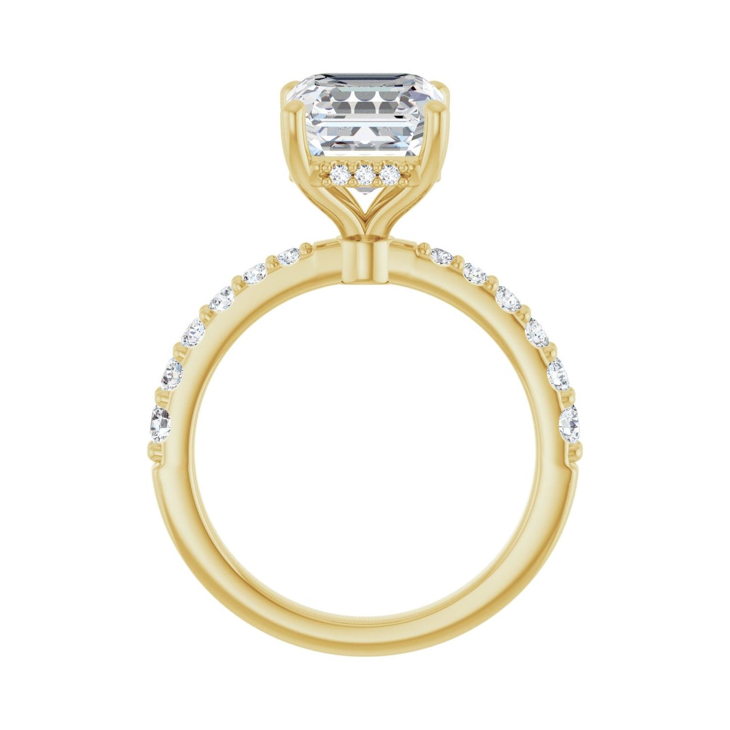 Asscher Hidden Halo-Style Engagement Ring | Metal Type=14K Yellow Gold | Center Stone Size=3 CT | Image 2