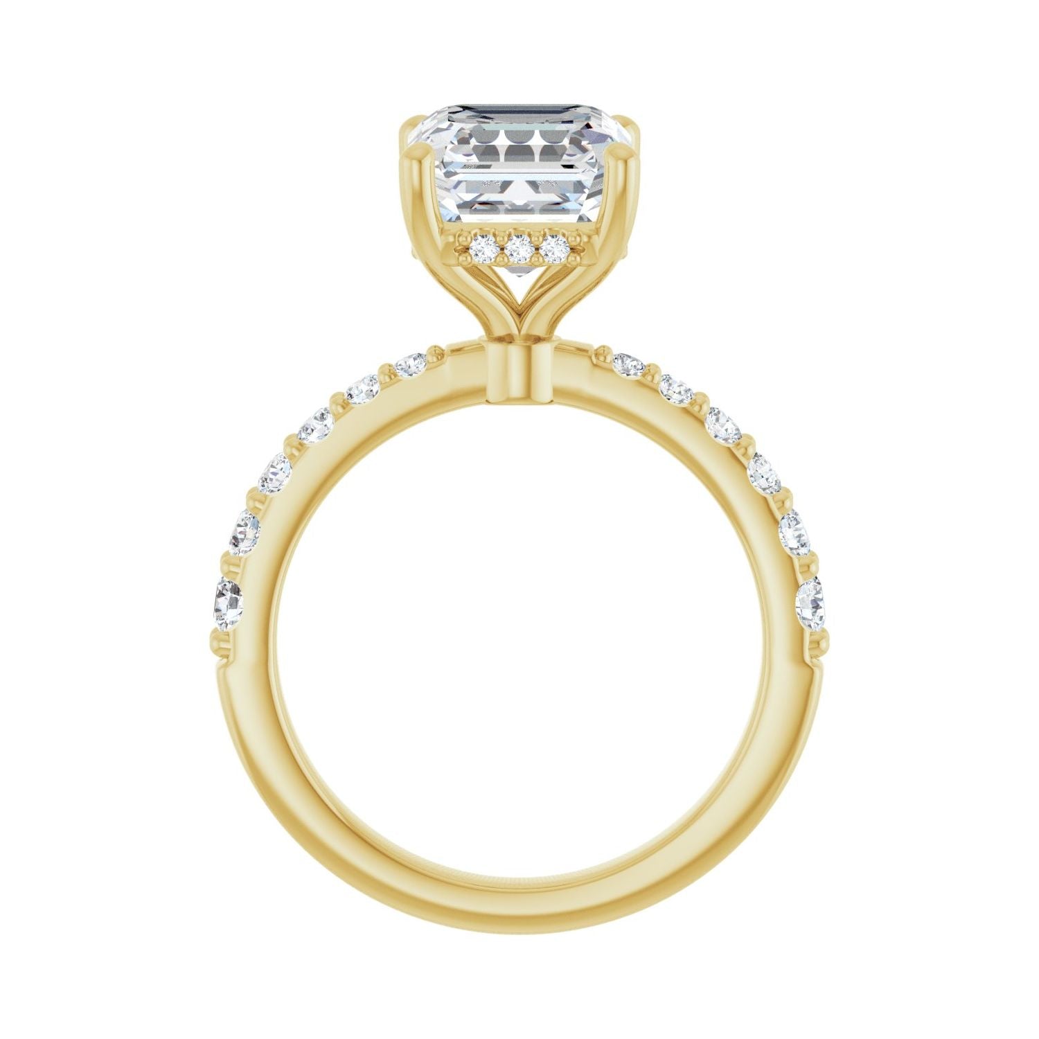 Asscher Hidden Halo-Style Engagement Ring | Metal Type=14K Yellow Gold | Center Stone Size=3 CT | Image 2