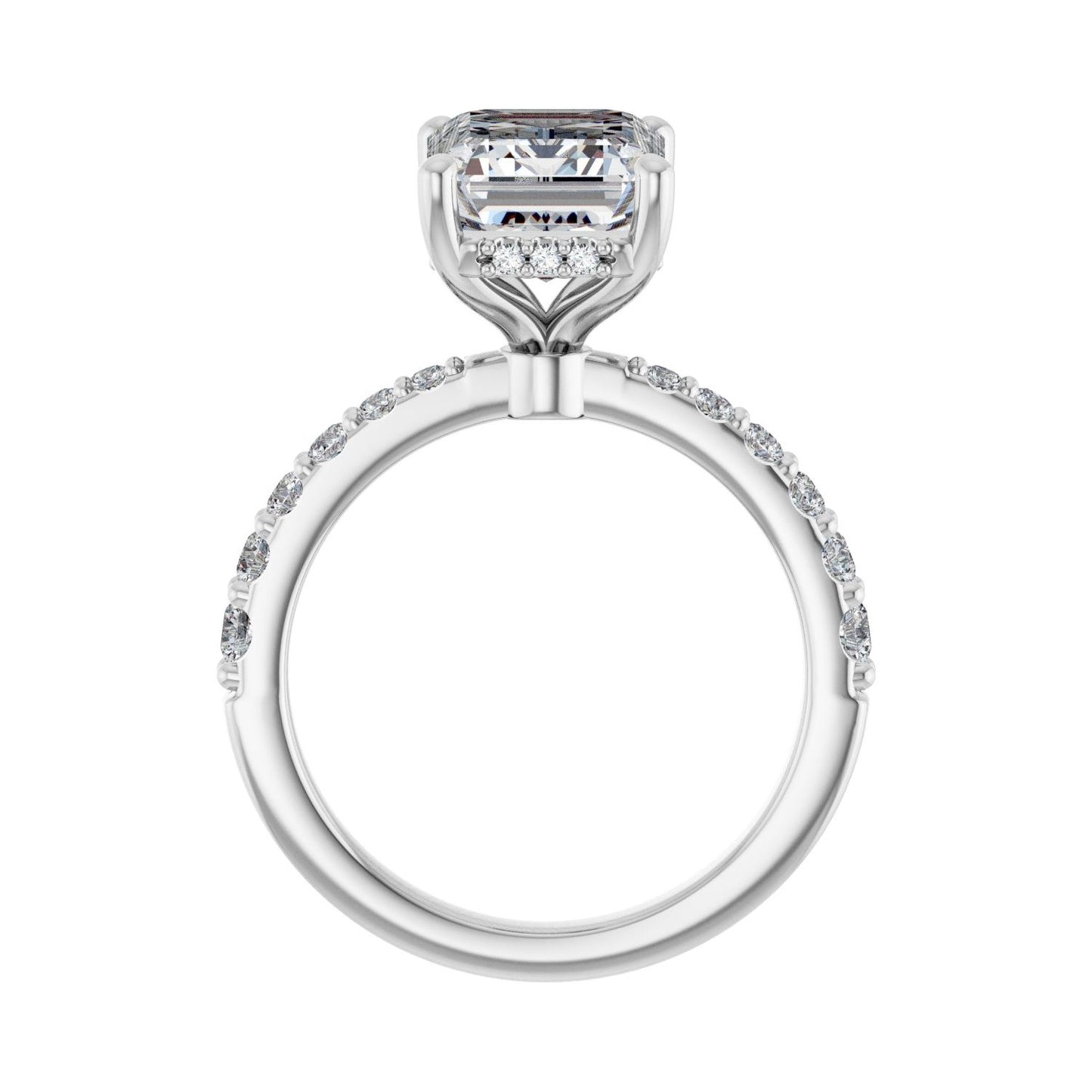 Emerald Hidden Halo-Style Engagement Ring | Metal Type=14K White Gold | Center Stone Size=3 CT | Image 2