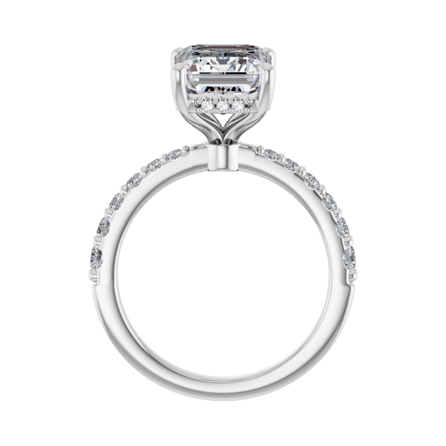 Emerald Hidden Halo-Style Engagement Ring | Metal Type=14K White Gold | Center Stone Size=3 CT | Image 2