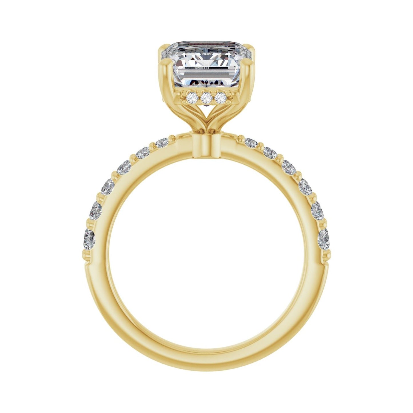 Emerald Hidden Halo-Style Engagement Ring | Metal Type=14K Yellow Gold | Center Stone Size=3 CT | Image 2