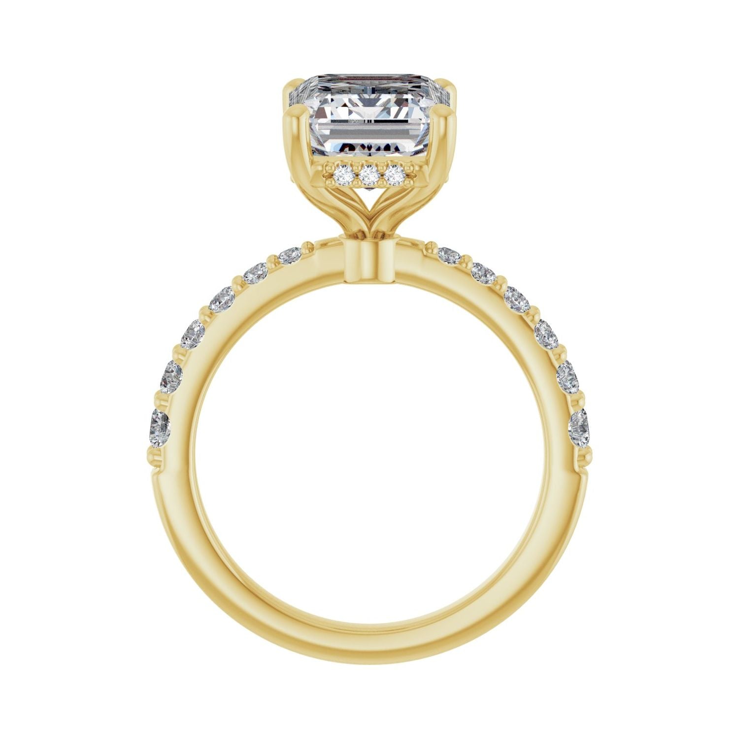 Emerald Hidden Halo-Style Engagement Ring | Metal Type=14K Yellow Gold | Center Stone Size=3 CT | Image 2