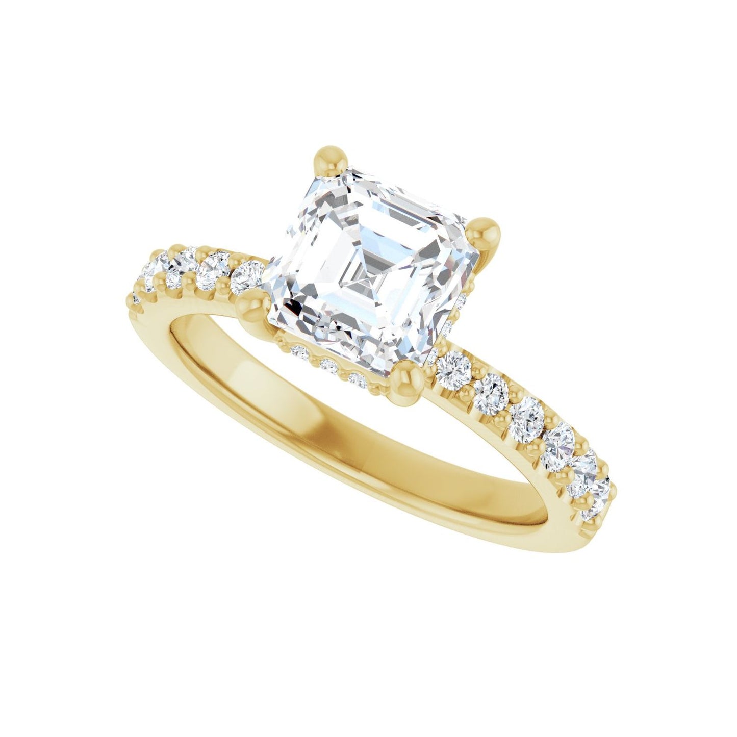 Asscher Hidden Halo-Style Engagement Ring | Metal Type=14K Yellow Gold | Center Stone Size=1.5 CT | Image 5