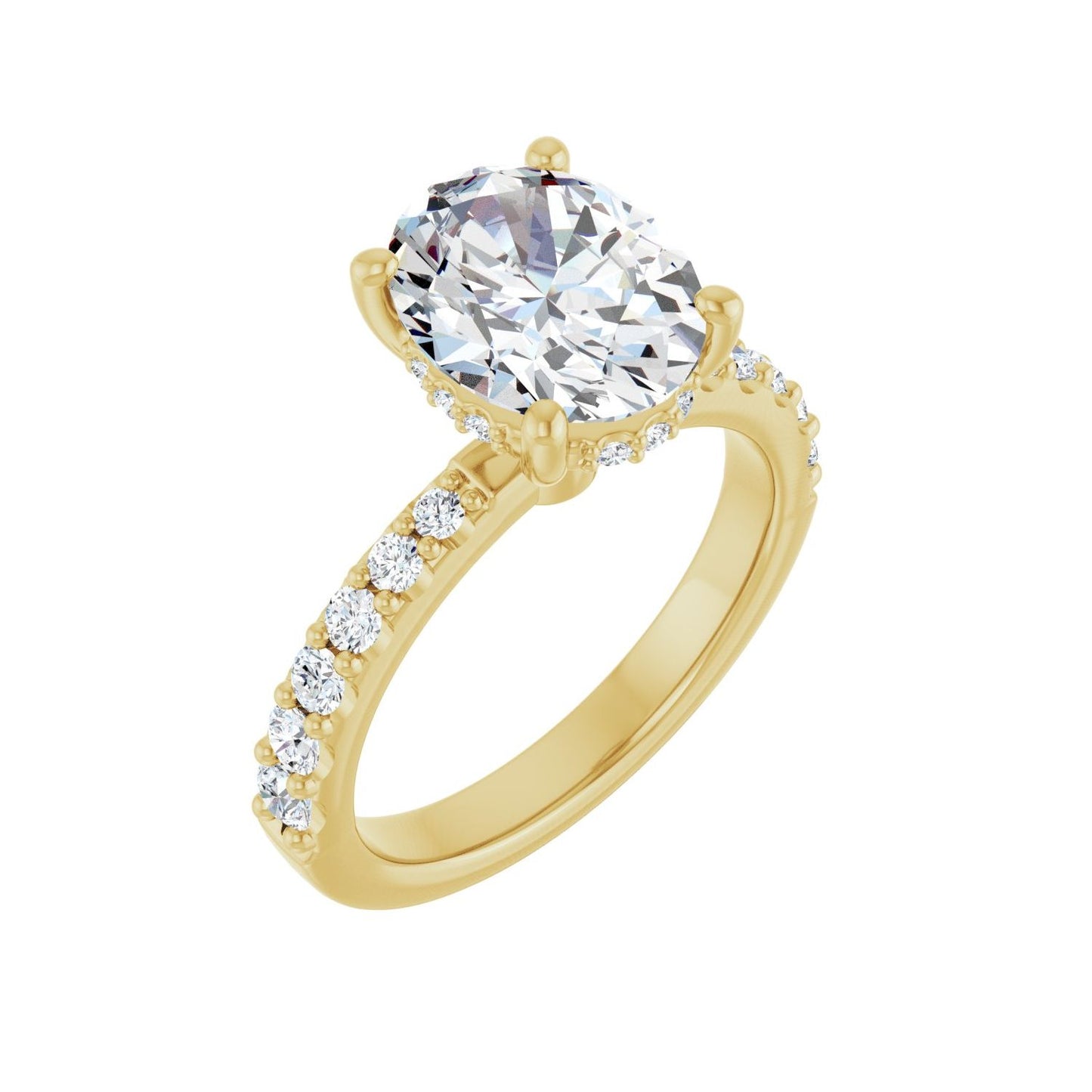 Oval Hidden Halo-Style Engagement Ring | Metal Type=14K Yellow Gold | Center Stone Size=2.5 CT | Image 1