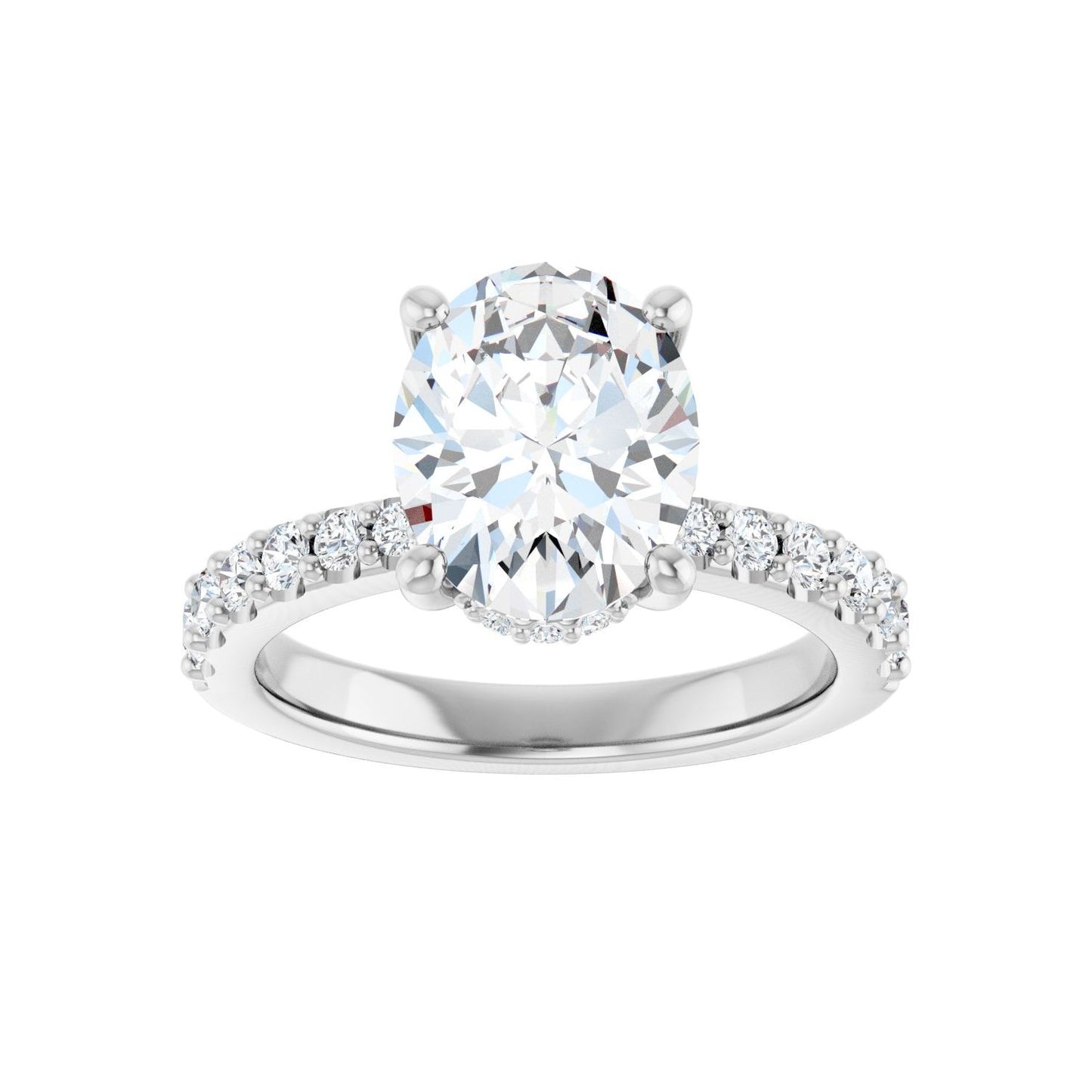 Oval Hidden Halo-Style Engagement Ring | Metal Type=14K White Gold | Center Stone Size=2.5 CT | Image 3