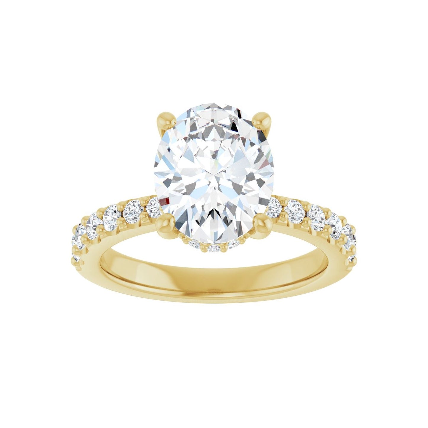 Oval Hidden Halo-Style Engagement Ring | Metal Type=14K Yellow Gold | Center Stone Size=2.5 CT | Image 3