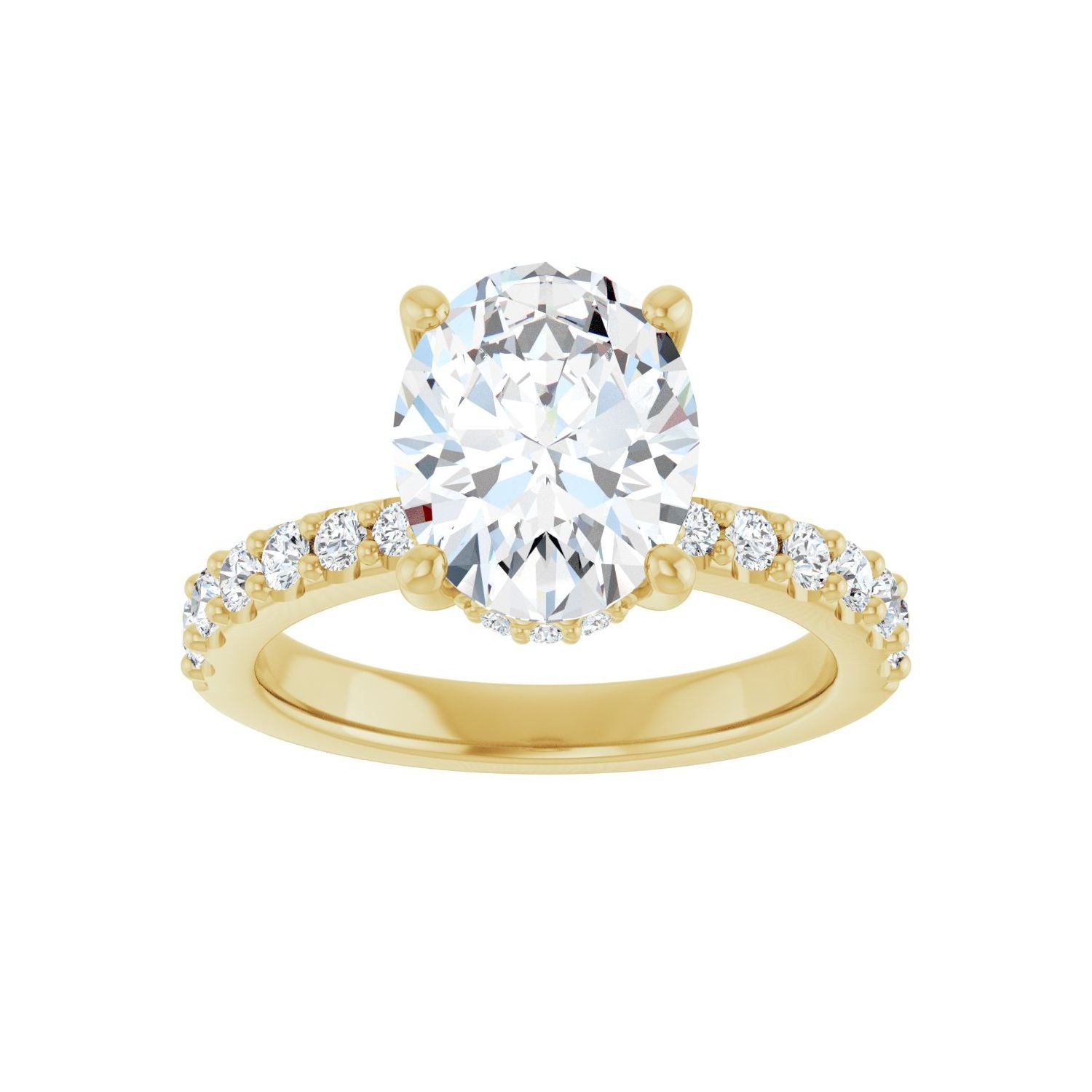 Oval Hidden Halo-Style Engagement Ring | Metal Type=14K Yellow Gold | Center Stone Size=2.5 CT | Image 3