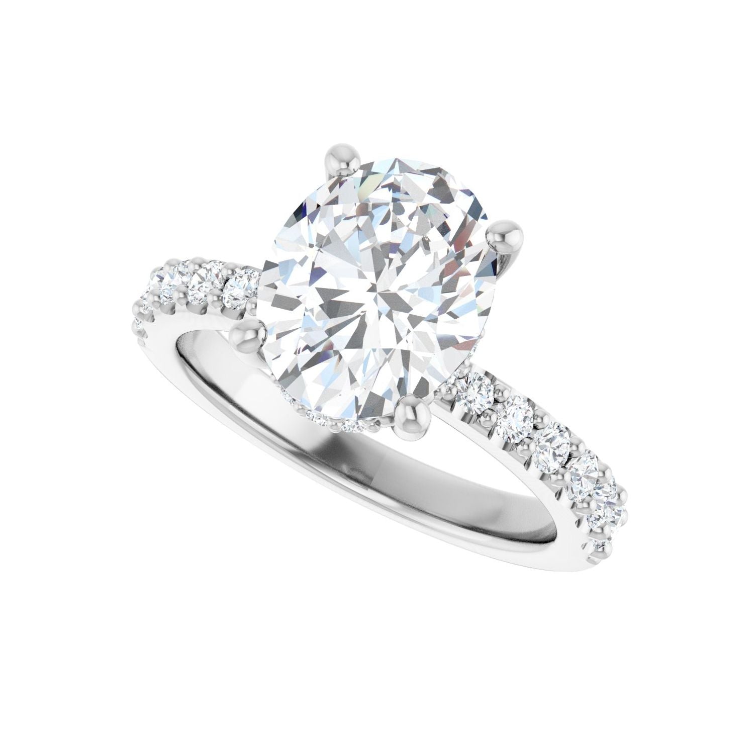 Oval Hidden Halo-Style Engagement Ring | Metal Type=14K White Gold | Center Stone Size=2.5 CT | Image 5