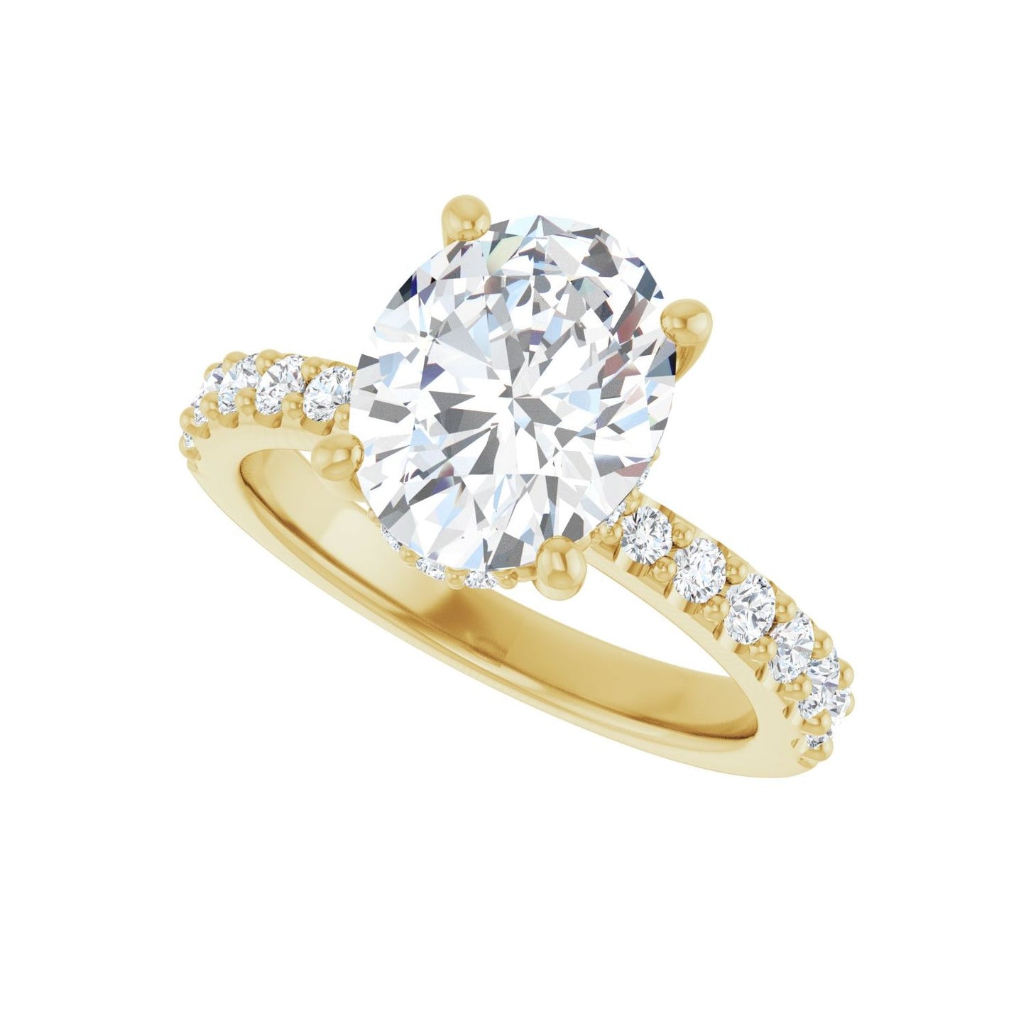 Oval Hidden Halo-Style Engagement Ring | Metal Type=14K Yellow Gold | Center Stone Size=2.5 CT | Image 5