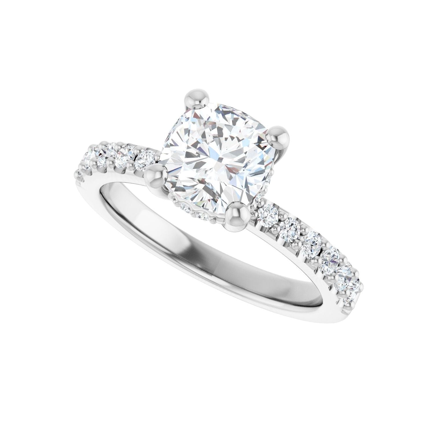 Cushion Hidden Halo-Style Engagement Ring | Metal Type=14K White Gold | Center Stone Size=1.5 CT | Image 5