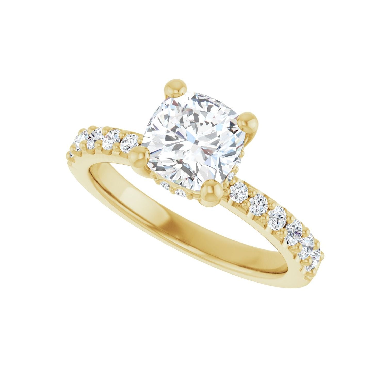 Cushion Hidden Halo-Style Engagement Ring | Metal Type=14K Yellow Gold | Center Stone Size=1.5 CT | Image 5