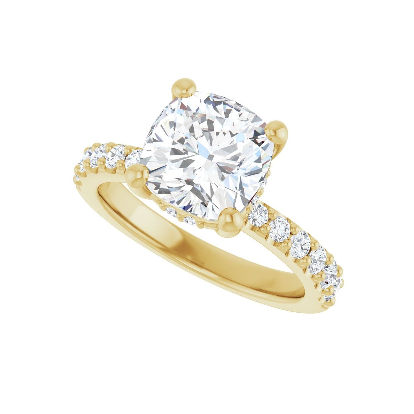 Cushion Hidden Halo-Style Engagement Ring | Metal Type=14K Yellow Gold | Center Stone Size=3 CT | Image 5