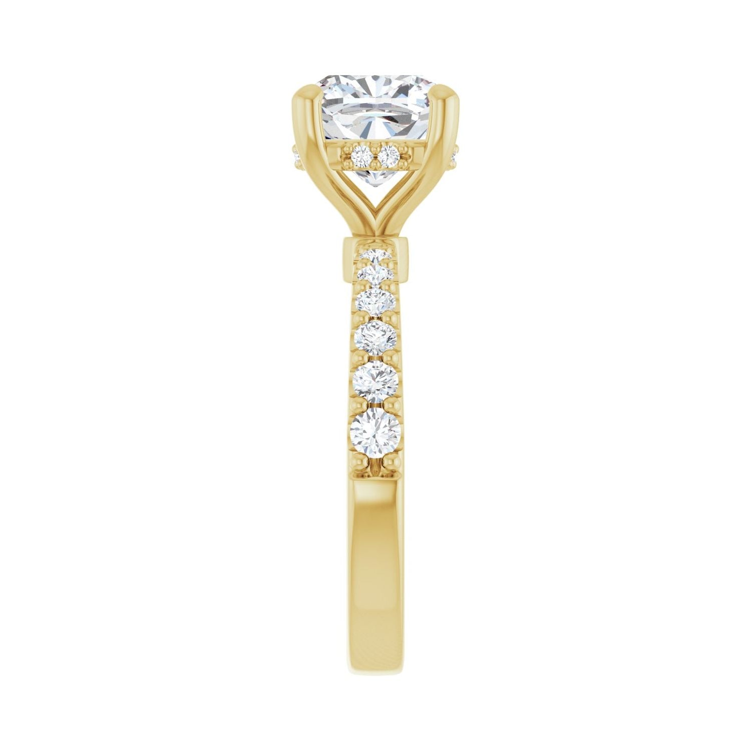 Cushion Hidden Halo-Style Engagement Ring | Metal Type=14K Yellow Gold | Center Stone Size=3 CT | Image 4
