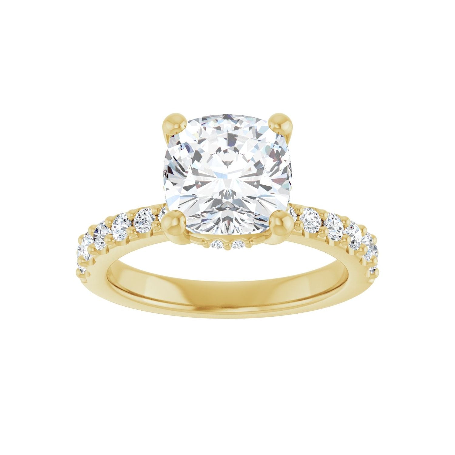 Cushion Hidden Halo-Style Engagement Ring | Metal Type=14K Yellow Gold | Center Stone Size=3 CT | Image 3