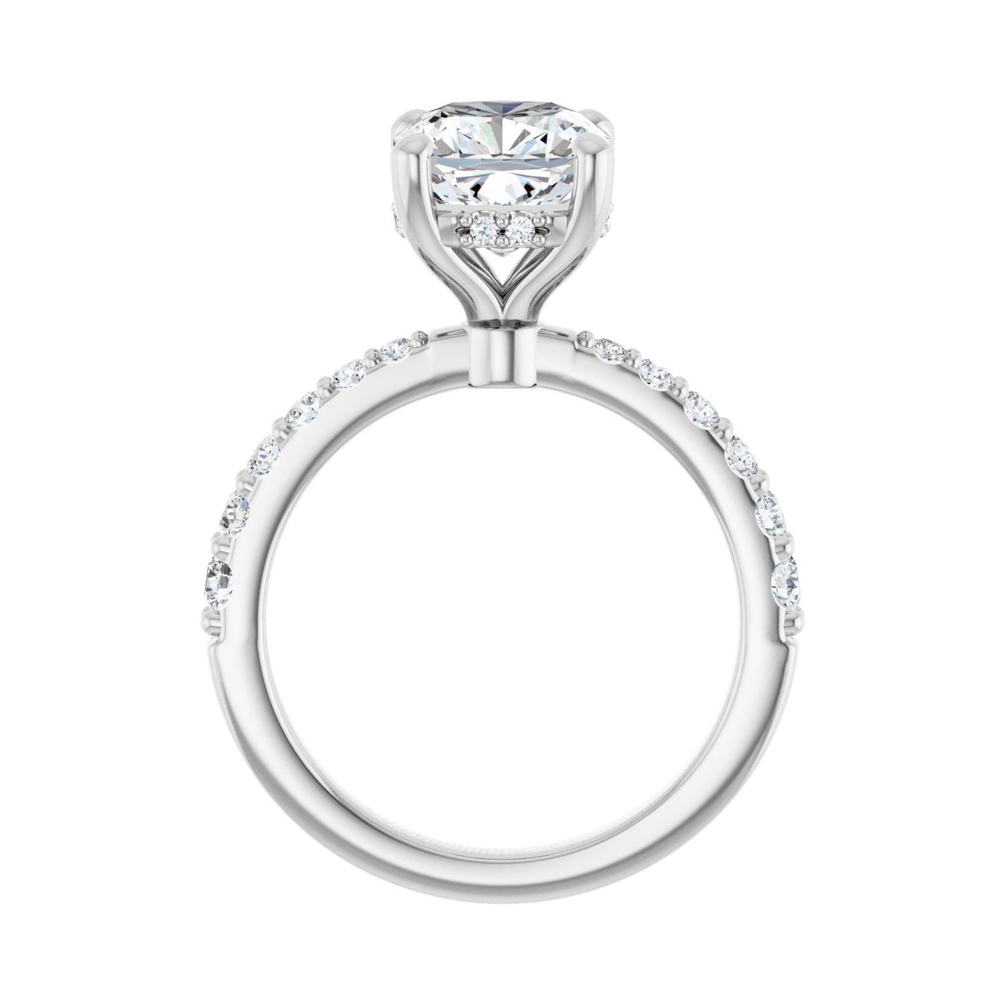 Cushion Hidden Halo-Style Engagement Ring | Metal Type=14K White Gold | Center Stone Size=3 CT | Image 2