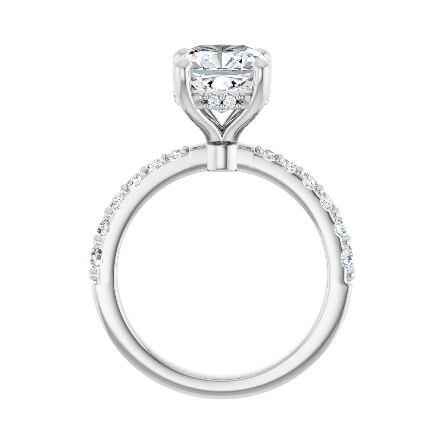 Cushion Hidden Halo-Style Engagement Ring | Metal Type=14K White Gold | Center Stone Size=3 CT | Image 2