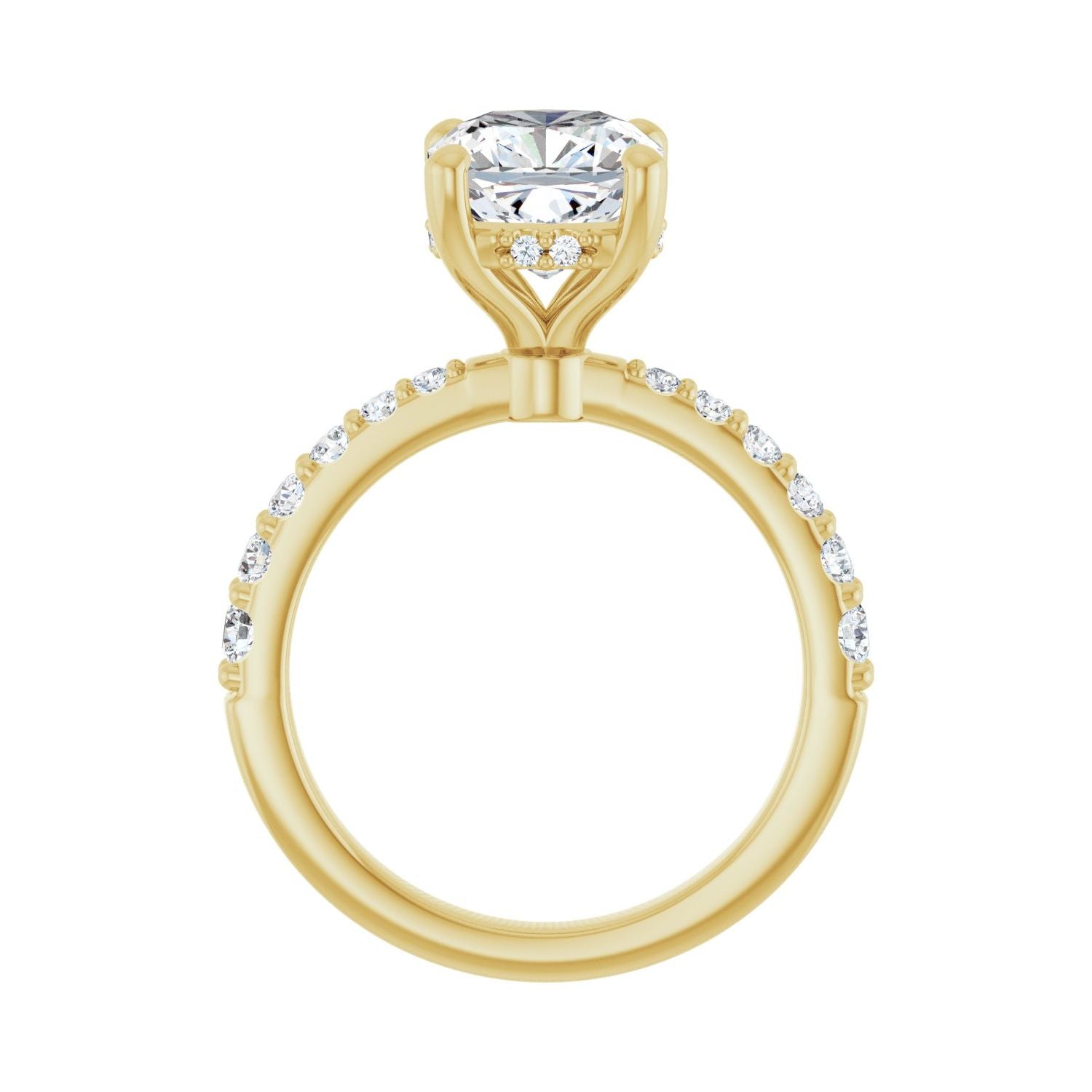 Cushion Hidden Halo-Style Engagement Ring | Metal Type=14K Yellow Gold | Center Stone Size=3 CT | Image 2