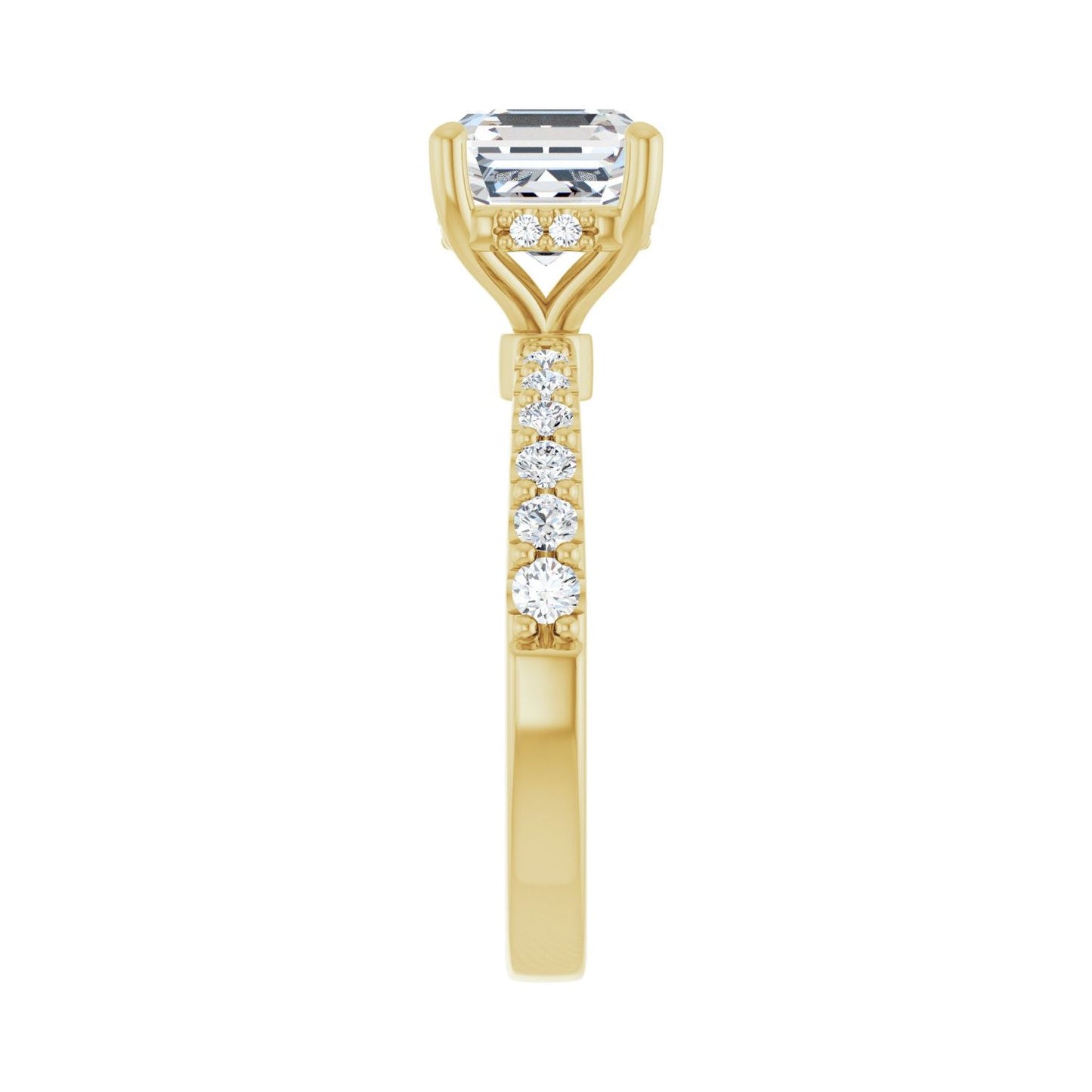 Asscher Hidden Halo-Style Engagement Ring | Metal Type=14K Yellow Gold | Center Stone Size=2 CT | Image 4