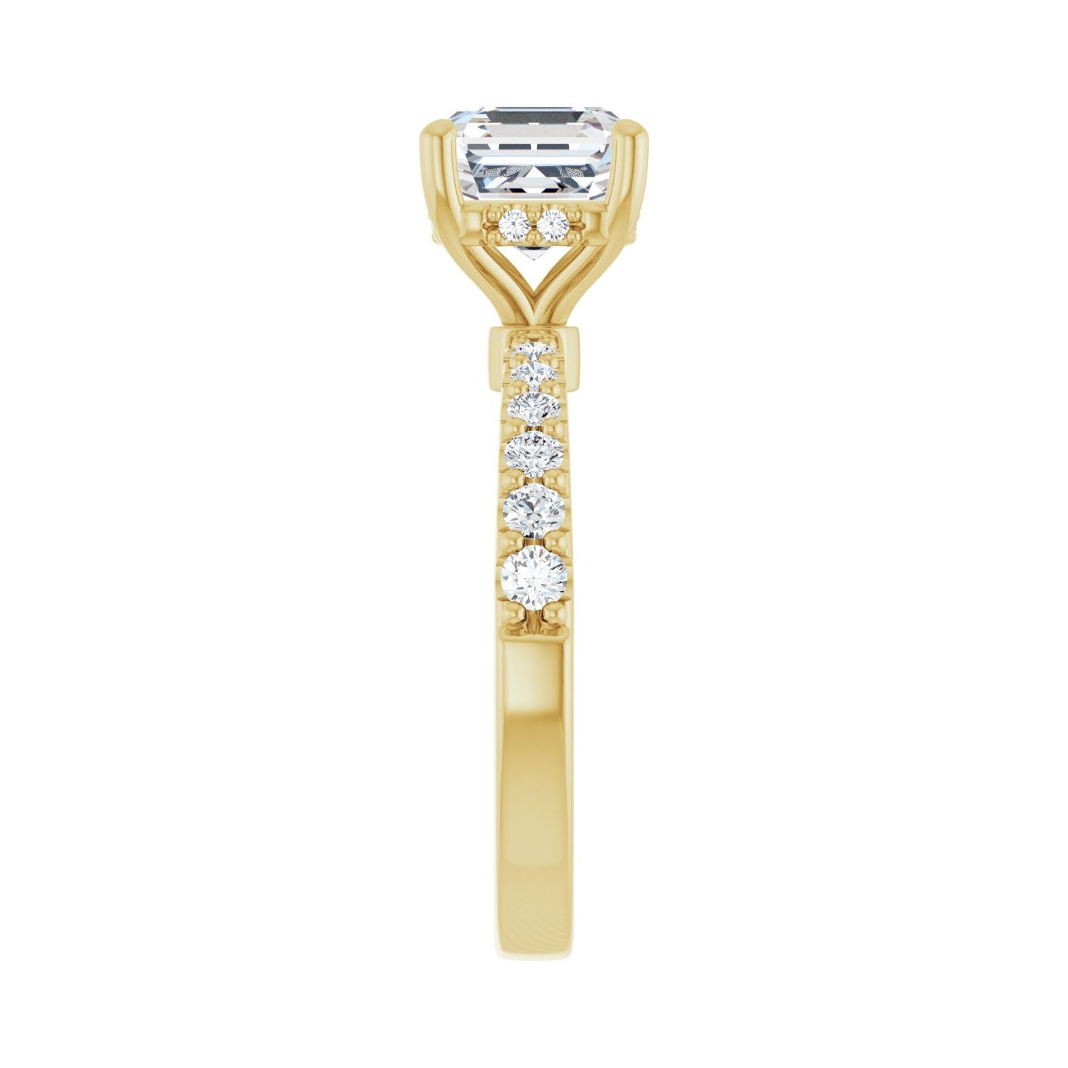 Asscher Hidden Halo-Style Engagement Ring | Metal Type=14K Yellow Gold | Center Stone Size=2 CT | Image 4