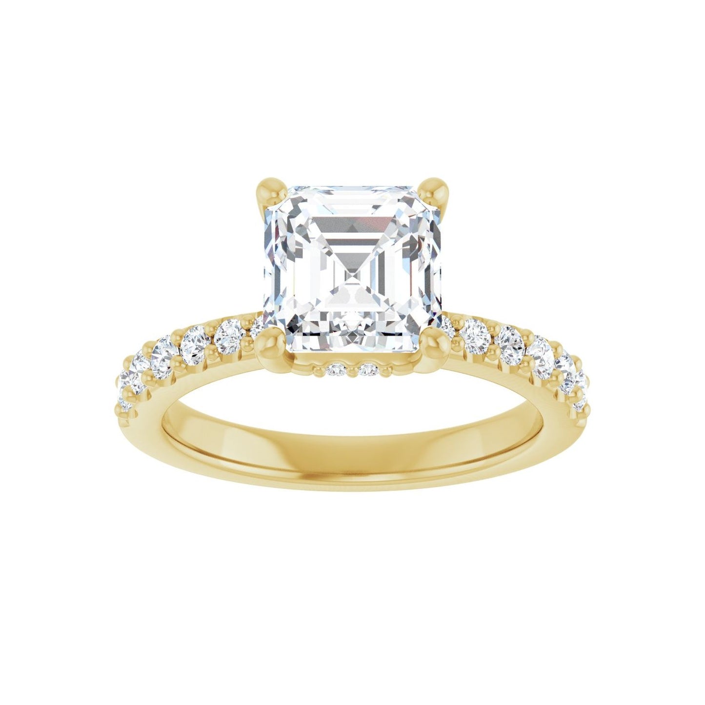 Asscher Hidden Halo-Style Engagement Ring | Metal Type=14K Yellow Gold | Center Stone Size=2 CT | Image 3
