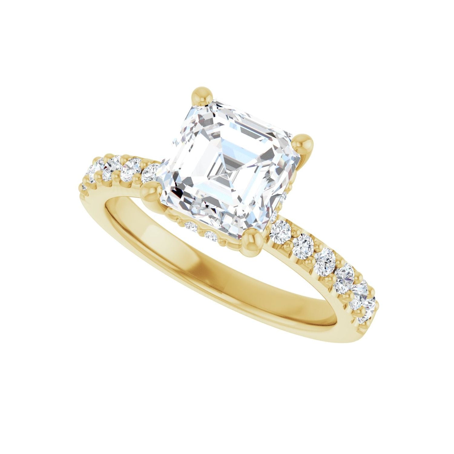 Asscher Hidden Halo-Style Engagement Ring | Metal Type=14K Yellow Gold | Center Stone Size=2 CT | Image 5