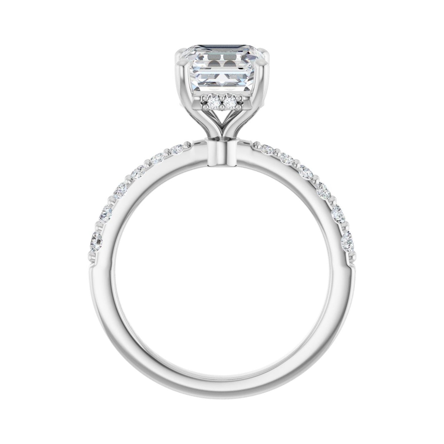 Asscher Hidden Halo-Style Engagement Ring | Metal Type=14K White Gold | Center Stone Size=2 CT | Image 2