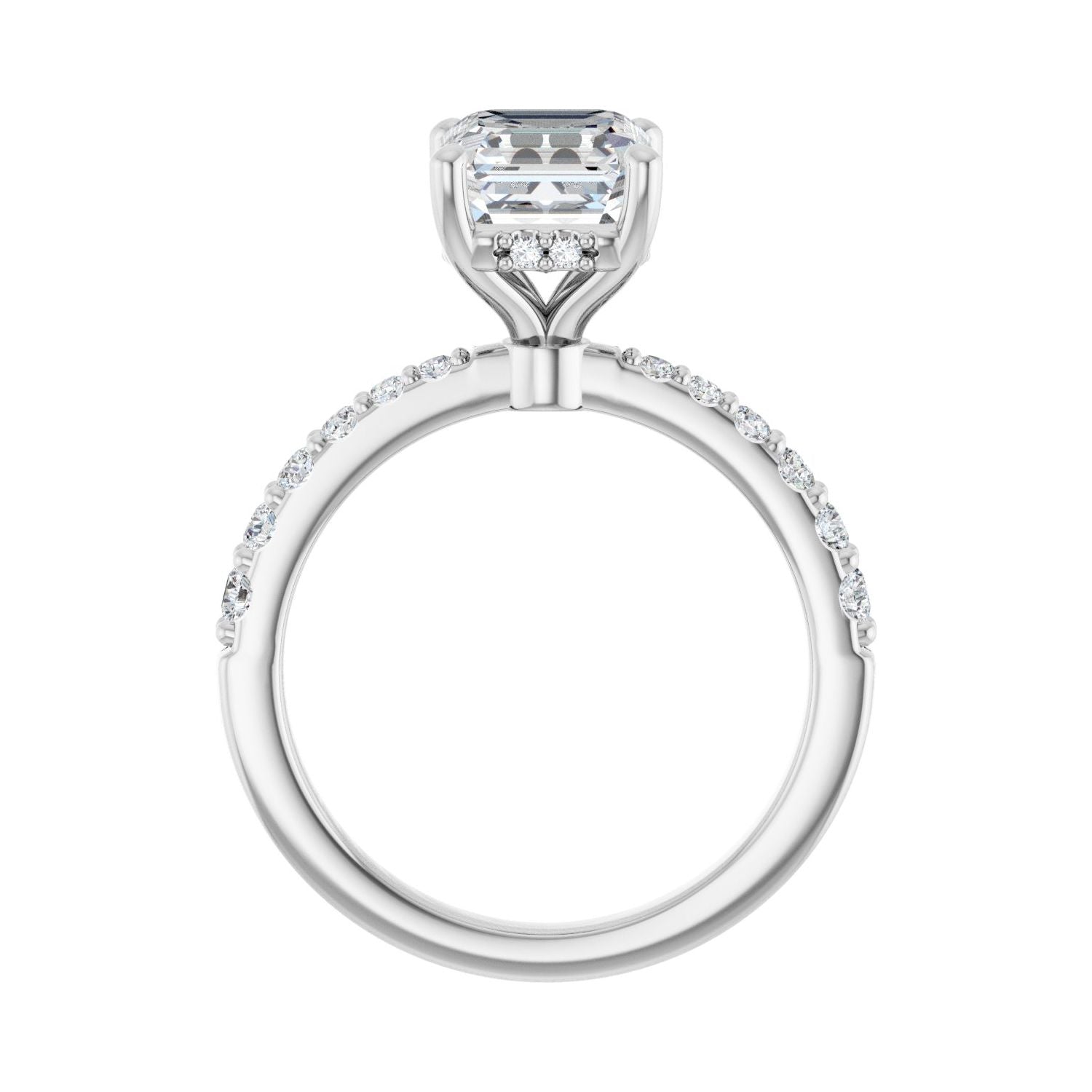 Asscher Hidden Halo-Style Engagement Ring | Metal Type=14K White Gold | Center Stone Size=2 CT | Image 2