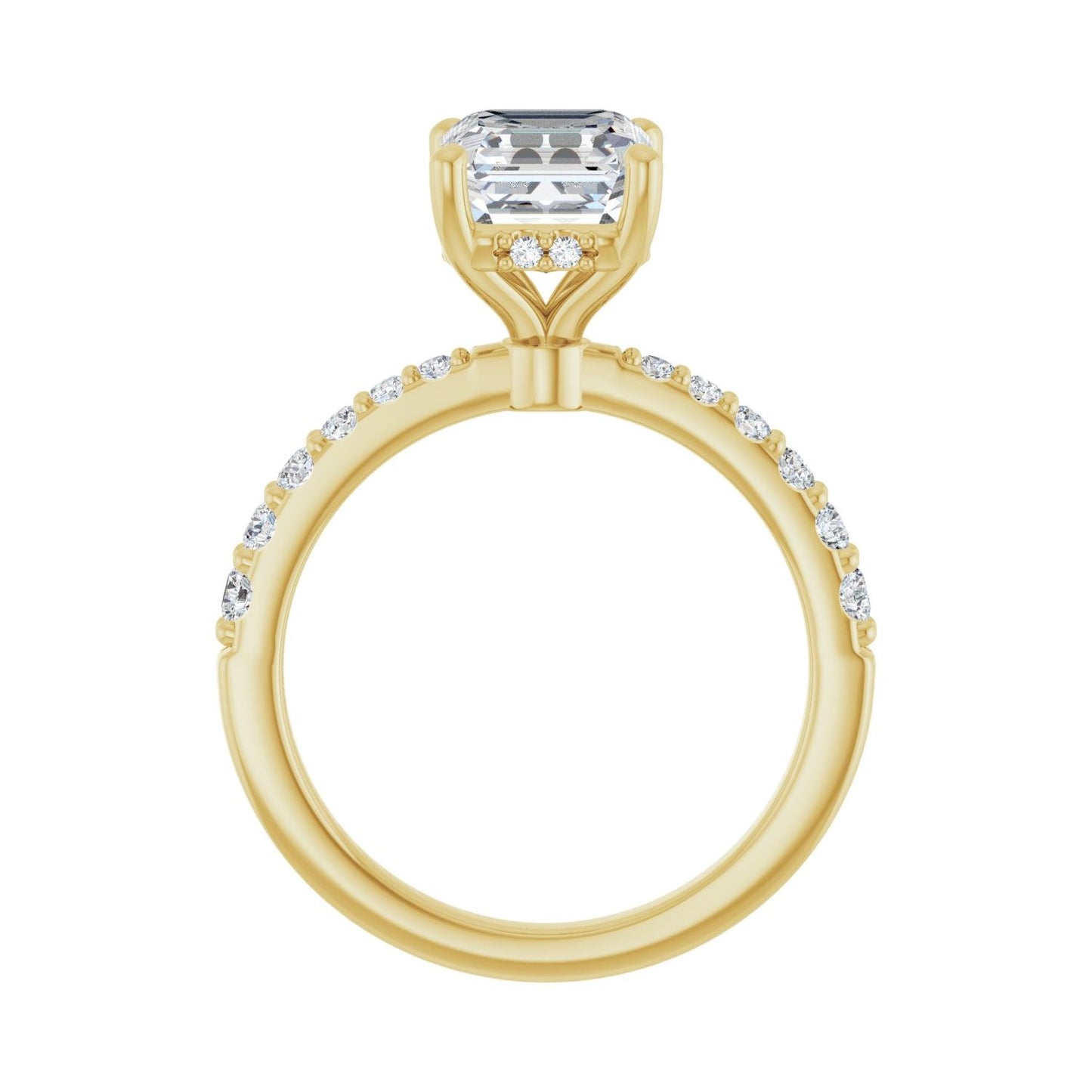Asscher Hidden Halo-Style Engagement Ring | Metal Type=14K Yellow Gold | Center Stone Size=2 CT | Image 2