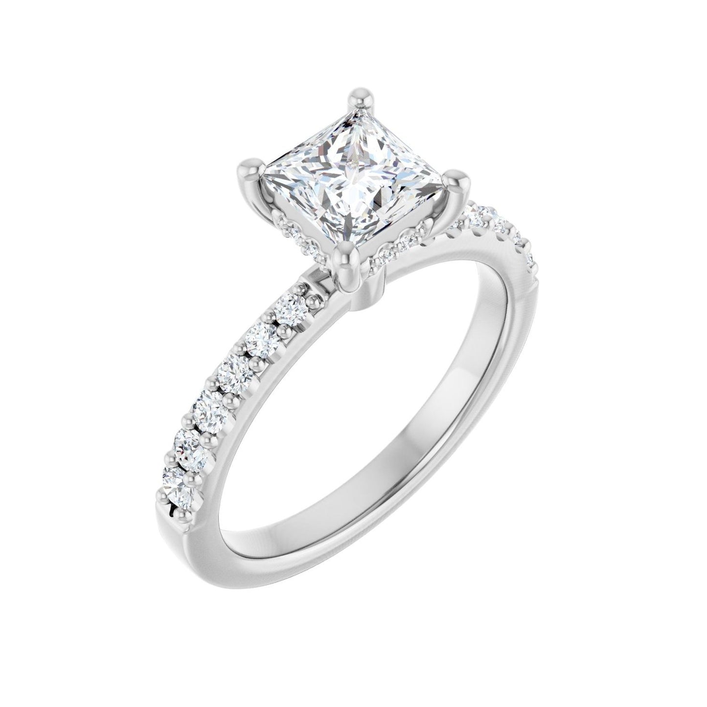 Square Hidden Halo-Style Engagement Ring | Metal Type=14K White Gold | Center Stone Size=1 CT | Image 1