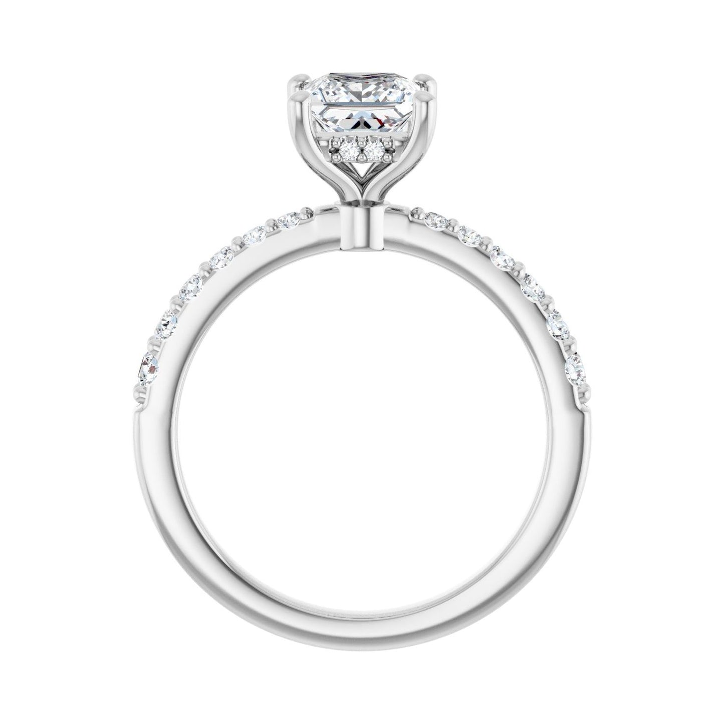 Square Hidden Halo-Style Engagement Ring | Metal Type=14K White Gold | Center Stone Size=1 CT | Image 2