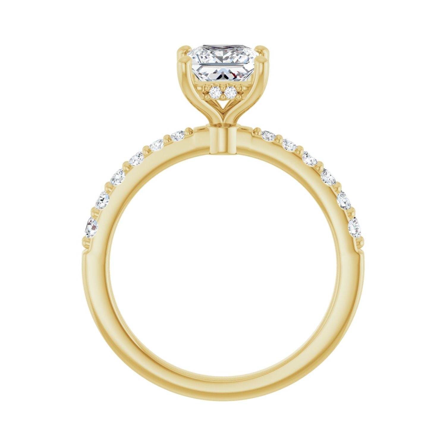 Square Hidden Halo-Style Engagement Ring | Metal Type=14K Yellow Gold | Center Stone Size=1 CT | Image 2