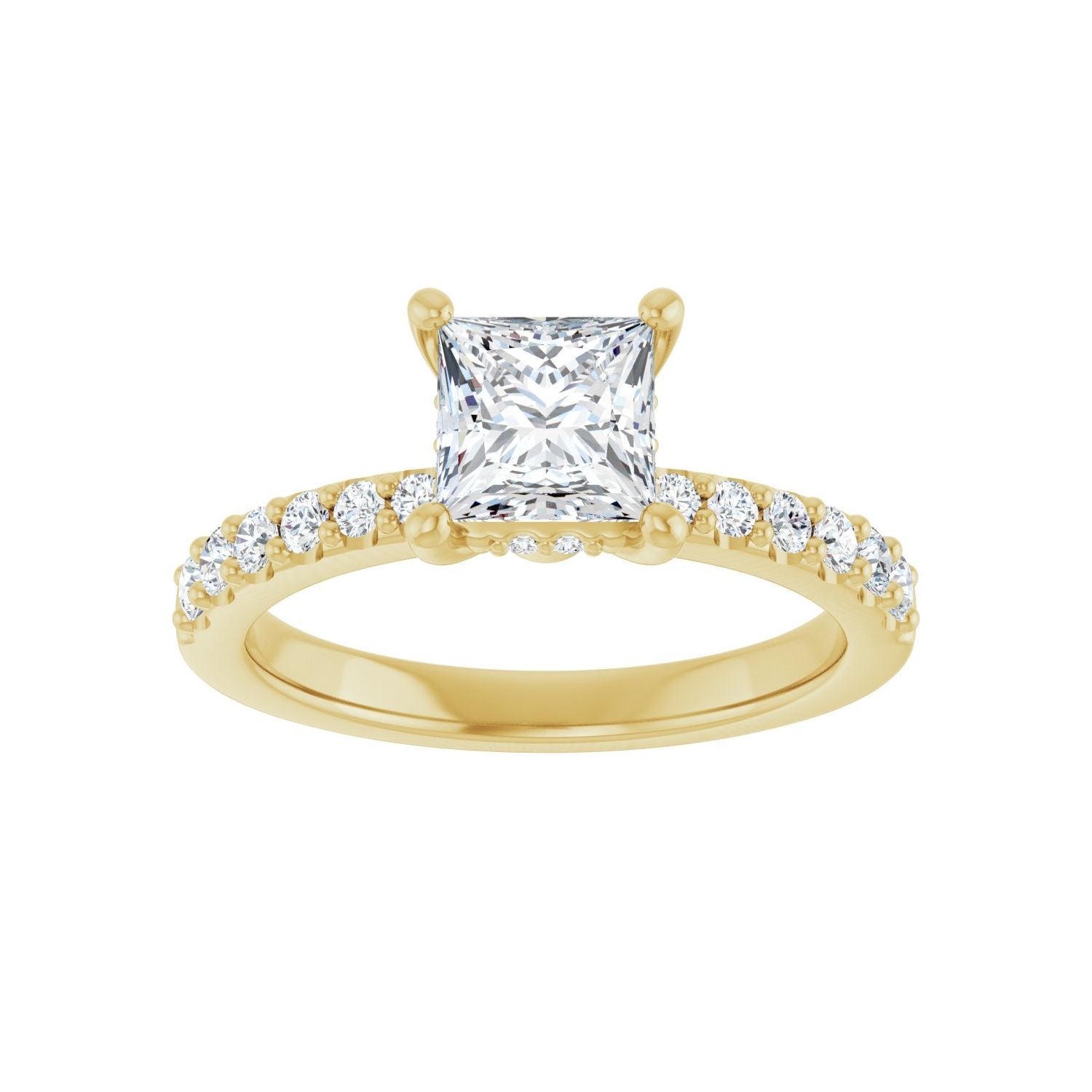Square Hidden Halo-Style Engagement Ring | Metal Type=14K Yellow Gold | Center Stone Size=1 CT | Image 3