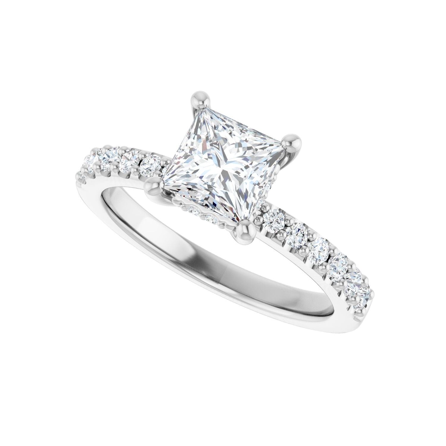 Square Hidden Halo-Style Engagement Ring | Metal Type=14K White Gold | Center Stone Size=1 CT | Image 5