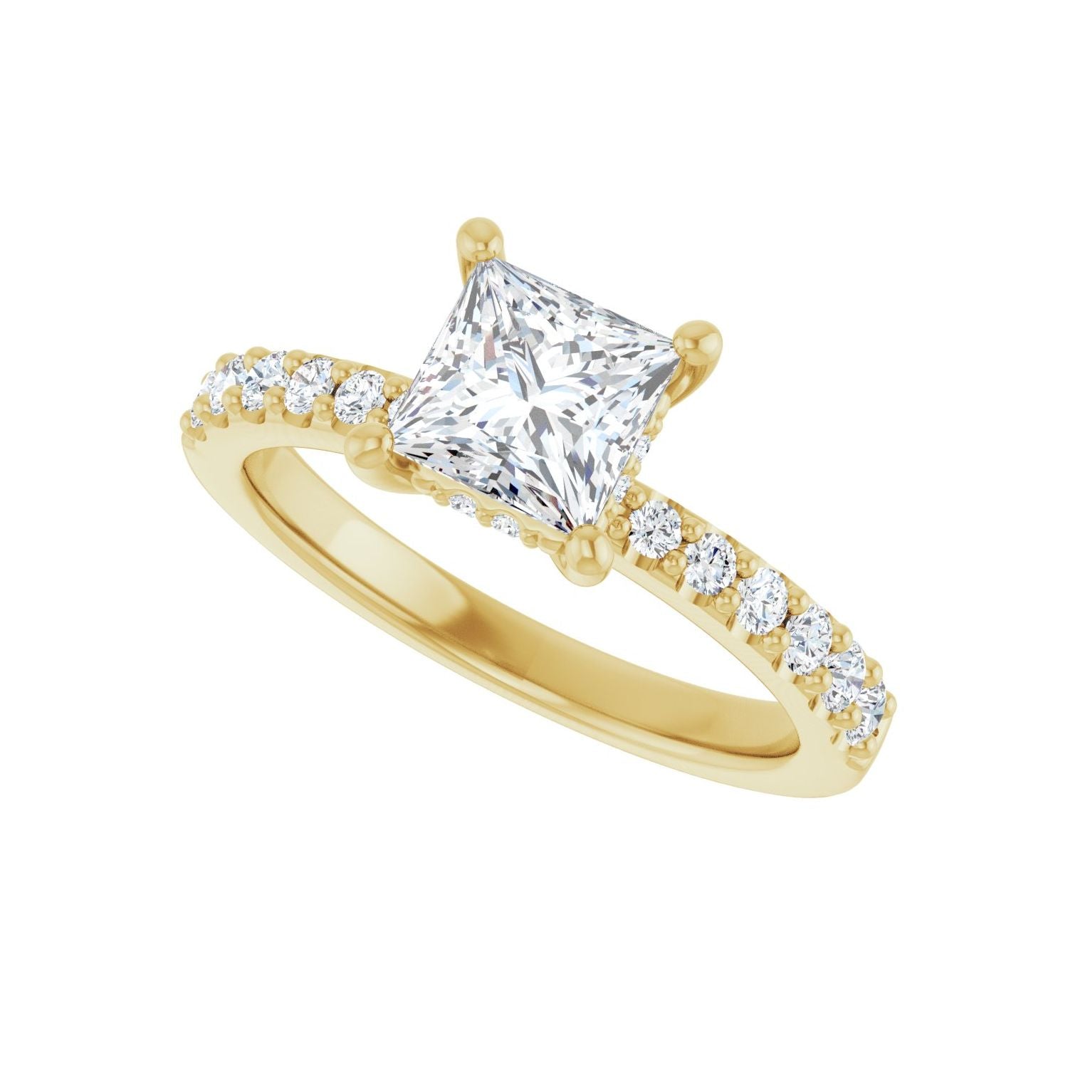 Square Hidden Halo-Style Engagement Ring | Metal Type=14K Yellow Gold | Center Stone Size=1 CT | Image 5