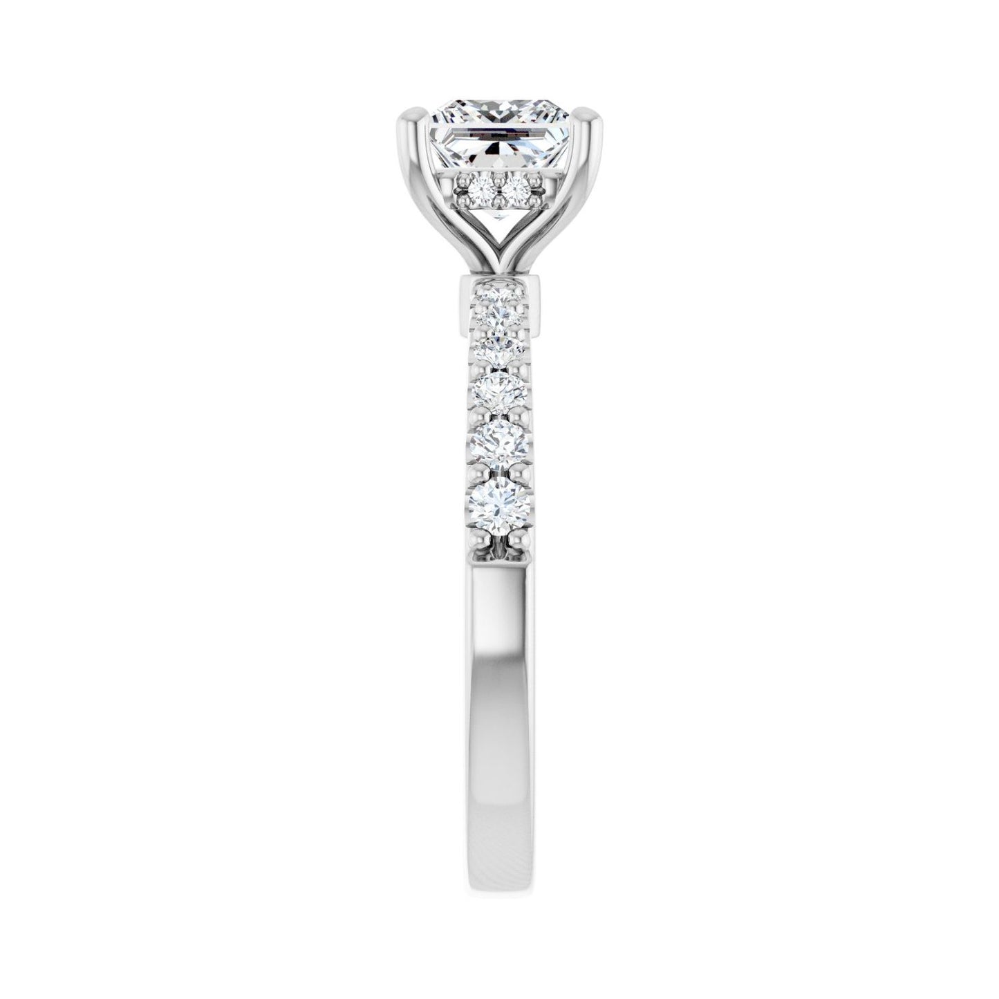 Square Hidden Halo-Style Engagement Ring | Metal Type=14K White Gold | Center Stone Size=1 CT | Image 4