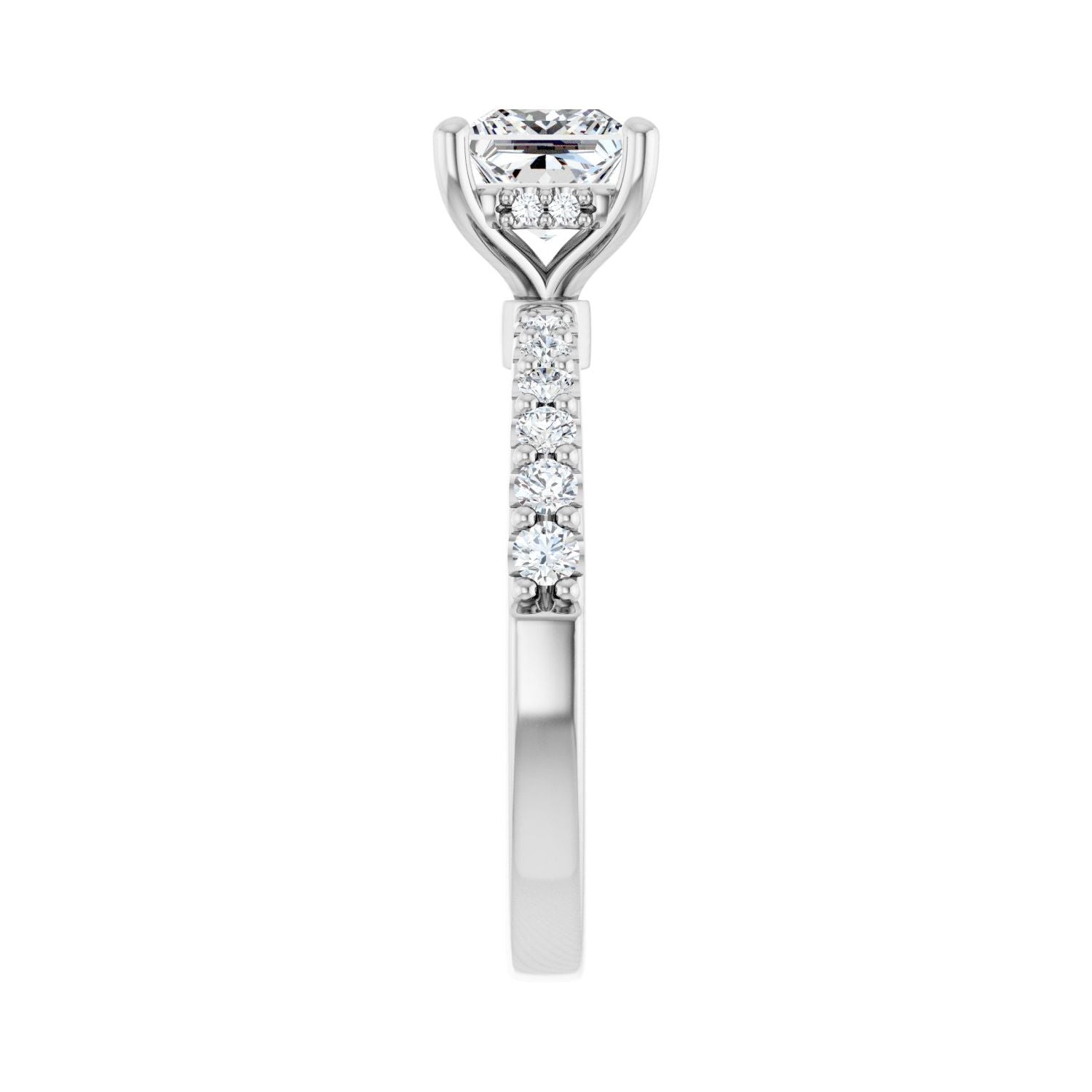 Square Hidden Halo-Style Engagement Ring | Metal Type=14K White Gold | Center Stone Size=1 CT | Image 4