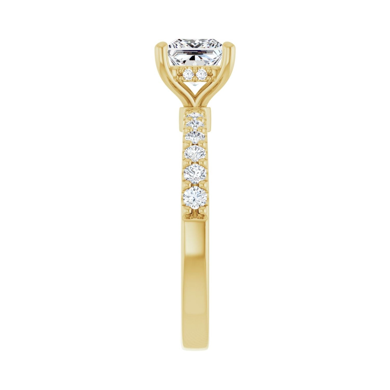 Square Hidden Halo-Style Engagement Ring | Metal Type=14K Yellow Gold | Center Stone Size=1 CT | Image 4