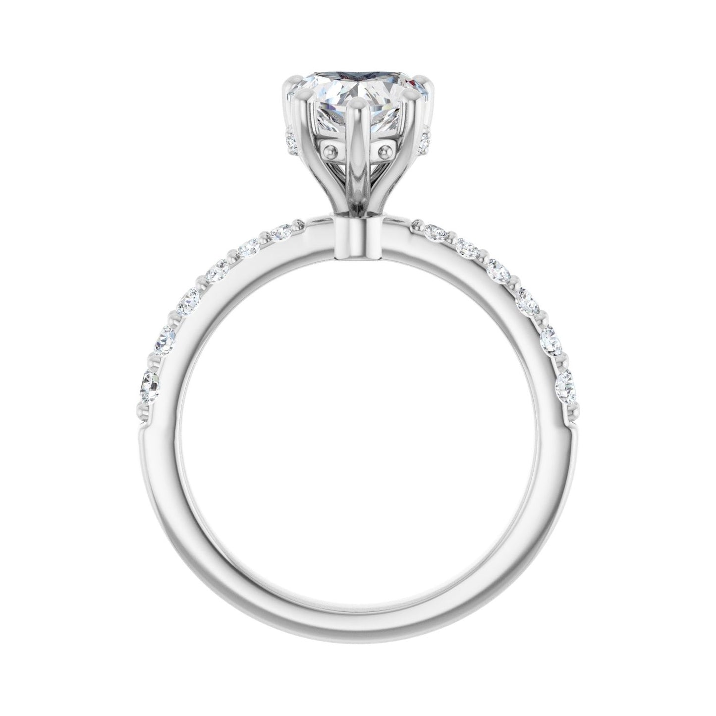 Heart Hidden Halo-Style Engagement Ring | Metal Type=14K White Gold | Center Stone Size=1 CT | Image 2