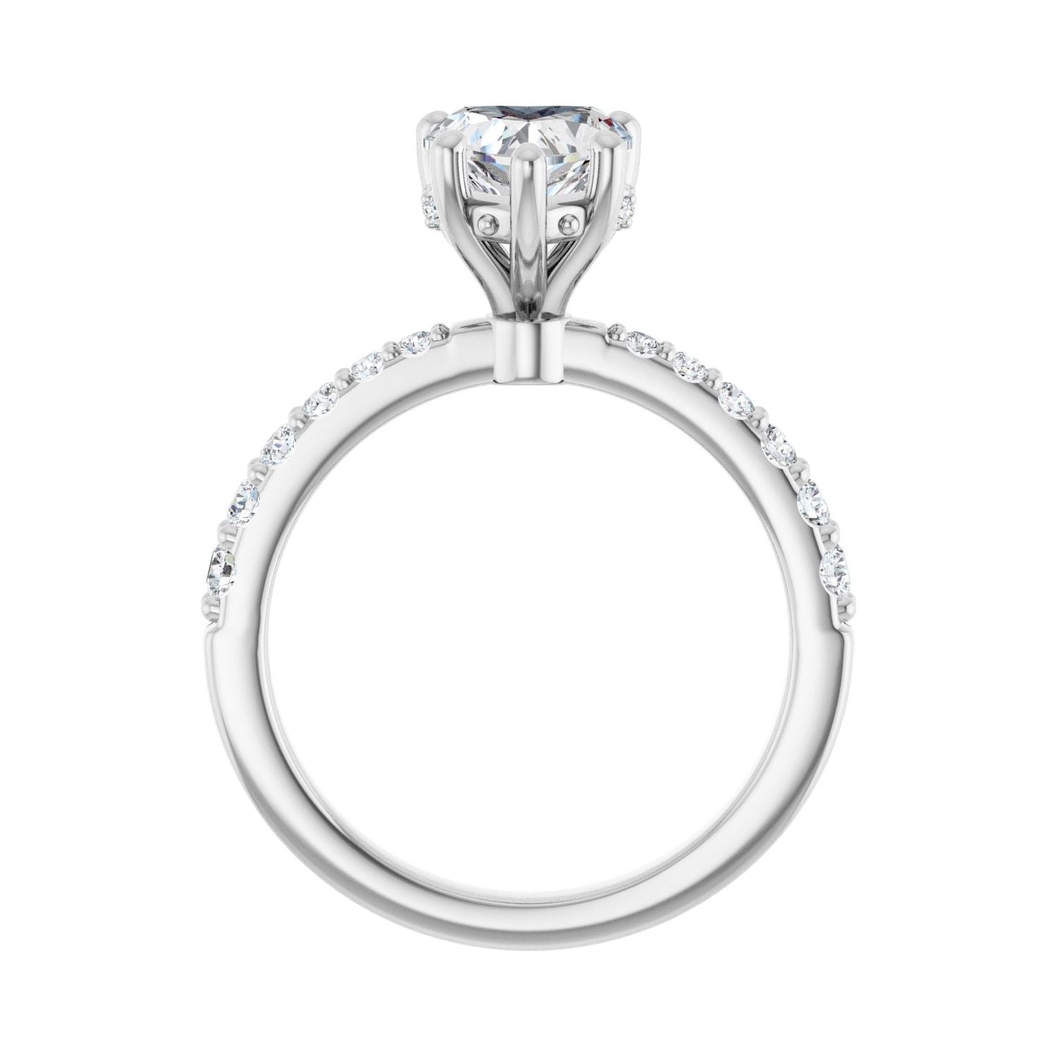 Heart Hidden Halo-Style Engagement Ring | Metal Type=14K White Gold | Center Stone Size=1 CT | Image 2