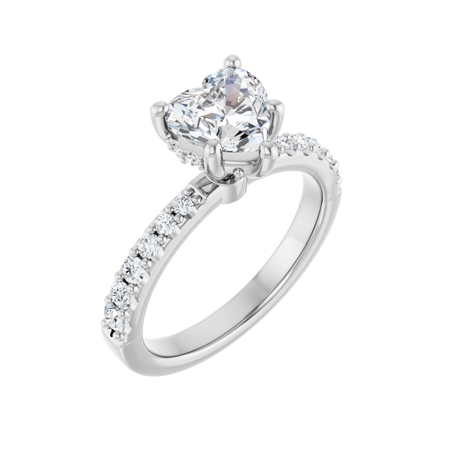 Heart Hidden Halo-Style Engagement Ring | Metal Type=14K White Gold | Center Stone Size=1 CT | Image 1