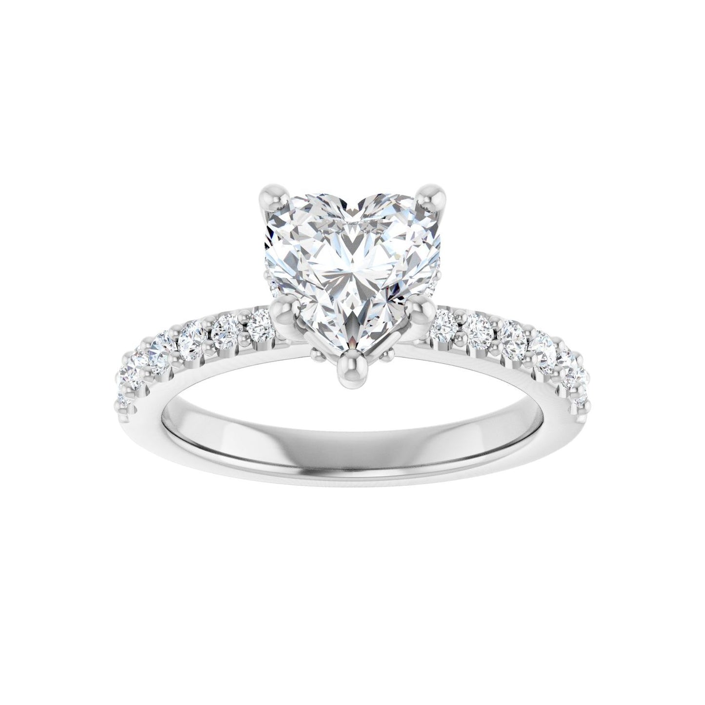 Heart Hidden Halo-Style Engagement Ring | Metal Type=14K White Gold | Center Stone Size=1 CT | Image 3