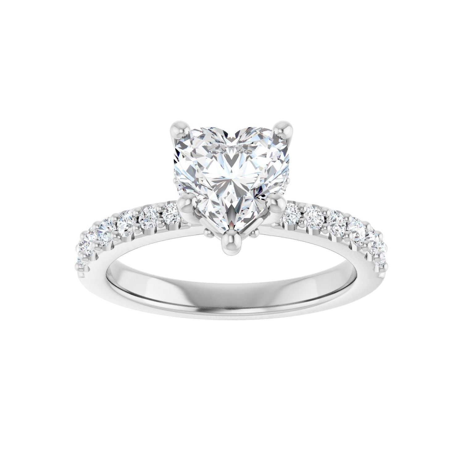 Heart Hidden Halo-Style Engagement Ring | Metal Type=14K White Gold | Center Stone Size=1 CT | Image 3