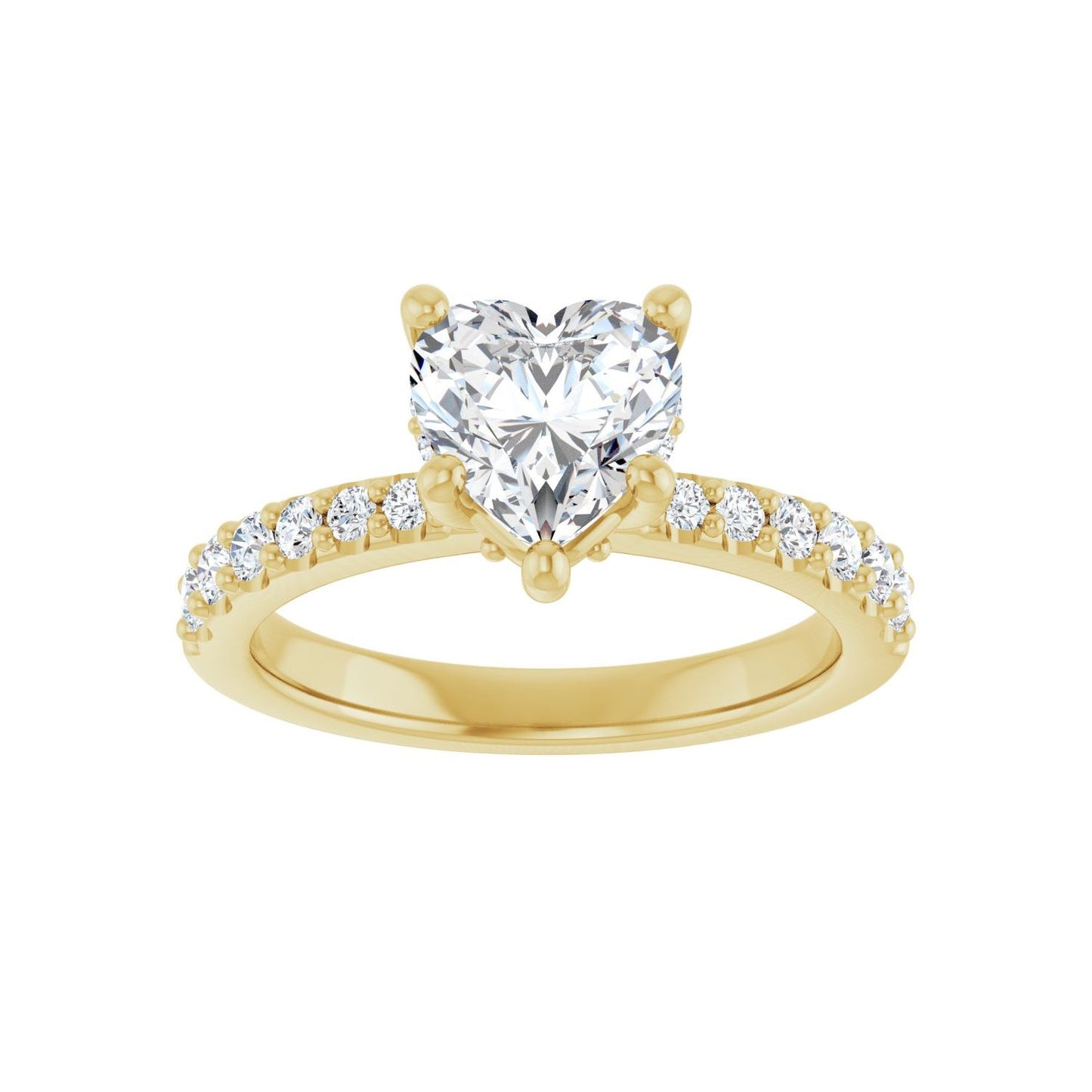 Heart Hidden Halo-Style Engagement Ring | Metal Type=14K Yellow Gold | Center Stone Size=1 CT | Image 3