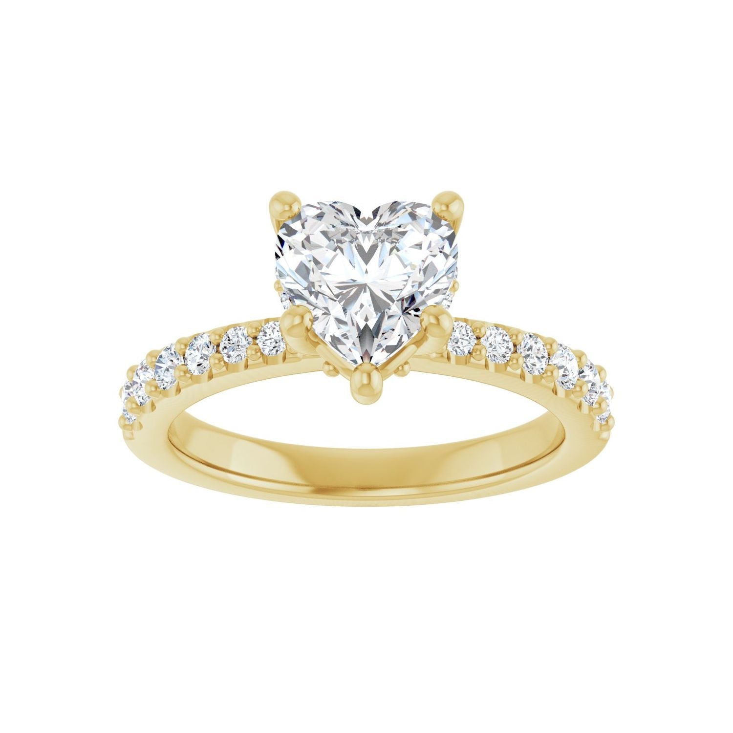Heart Hidden Halo-Style Engagement Ring | Metal Type=14K Yellow Gold | Center Stone Size=1 CT | Image 3