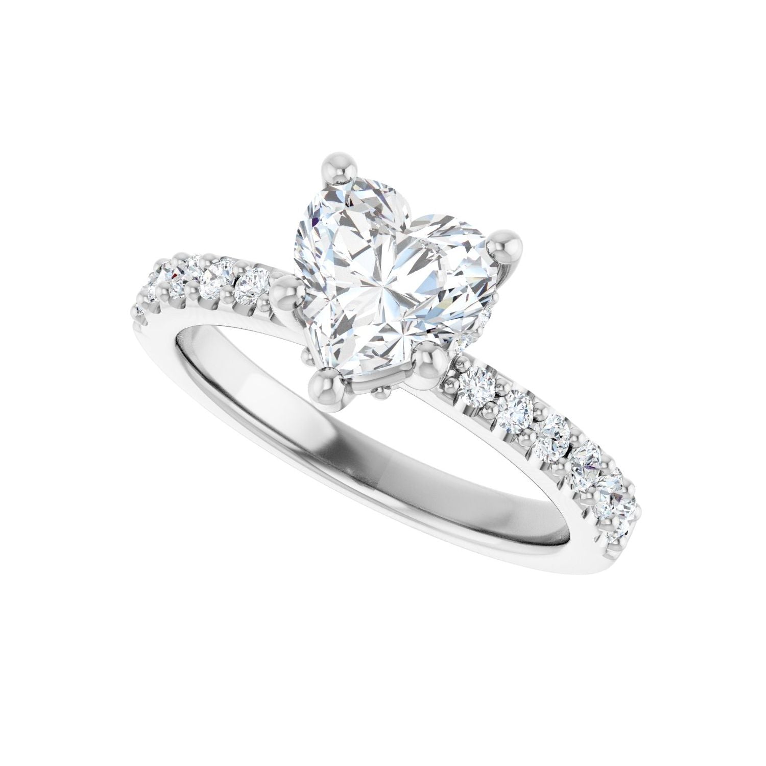 Heart Hidden Halo-Style Engagement Ring | Metal Type=14K White Gold | Center Stone Size=1 CT | Image 5