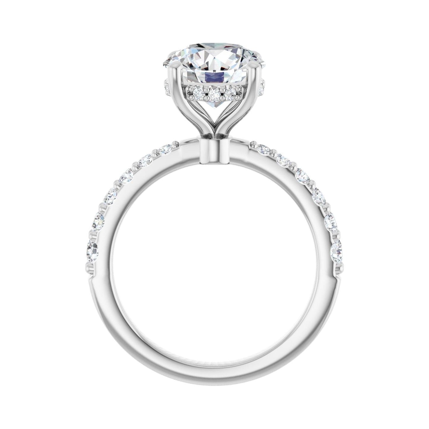 Round Hidden Halo-Style Engagement Ring | Metal Type=14K White Gold | Center Stone Size=2.5 CT | Image 2